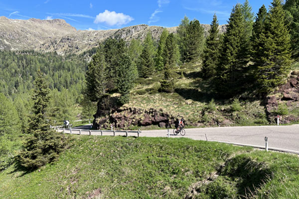 Cyclist on mountain road